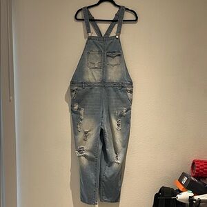 Ci Sono Light Blue Distressed Denim Overalls